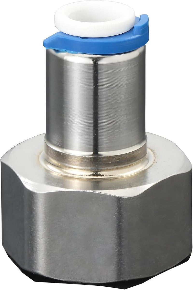 AimatRun 1/2" Female Thread to 1/4" Push-to-Connect Tube Stainless Steel (SS) Quick Connector, suitable for reverse osmosis (RO) water purifiers and beverage dispenser fitting adapters. - Image 1